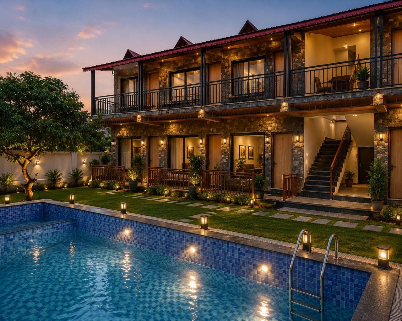 Swimming Pool and Courtyard Lawn